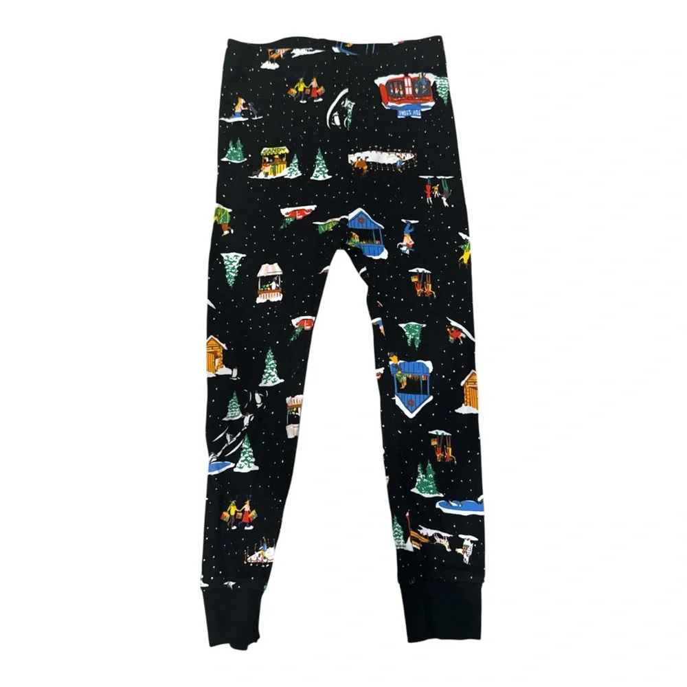 Old Navy Kids Black Pajama Set with Festive Prin Long Sleeves 100% Cotton Size3T